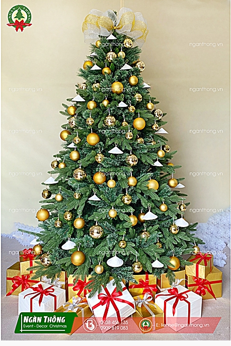 Cây thông Noel PE trái châu vàng sản phẩm noel