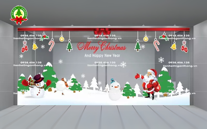 Decal trang trí Noel có thể dán kính dán tường dễ dàng