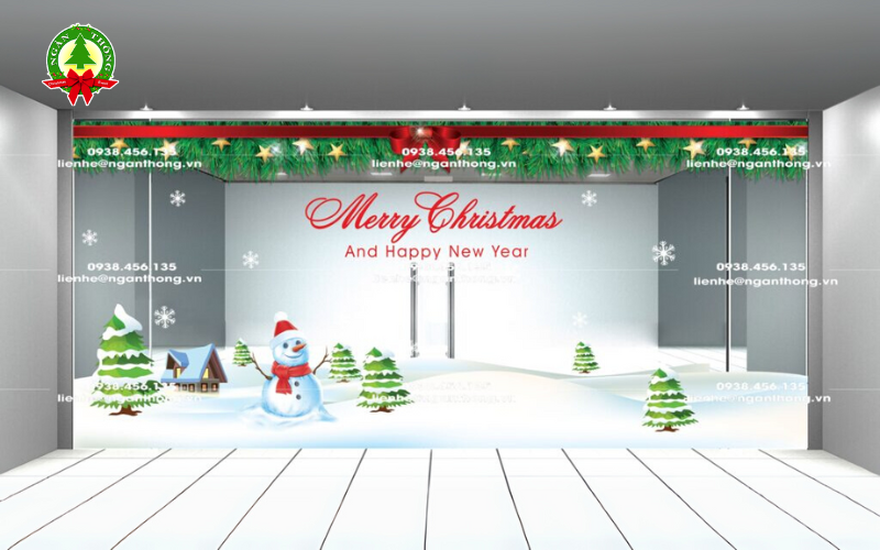 Decal dán kính trang trí Noel Ngàn Thông chất lượng, chống nước, chống xước, hình in sắc nét