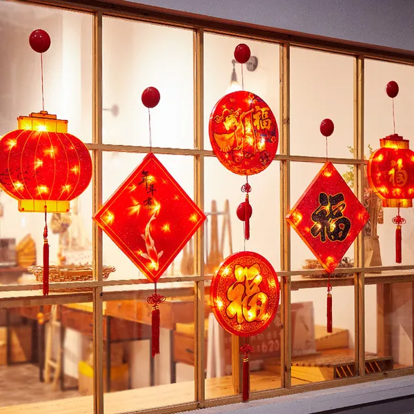 Trang trí cửa kính ngày tết