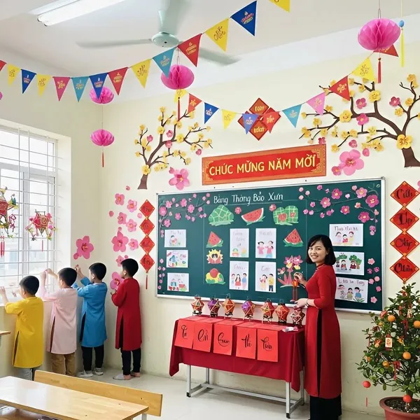 Trang trí lớp học ngày Tết Nguyên đán