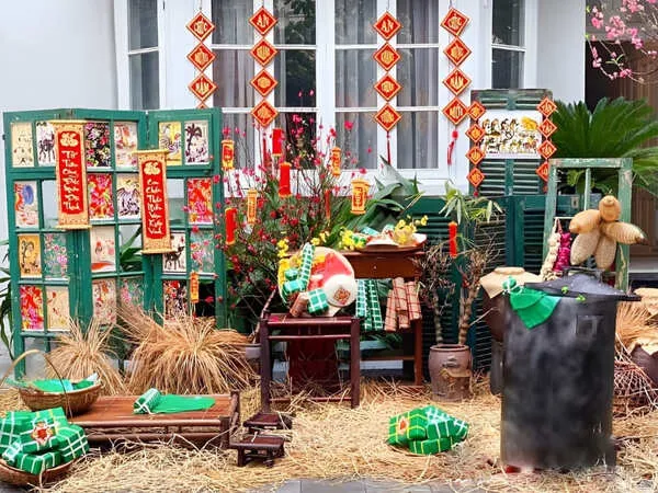Trang trí tiểu cảnh tết quê