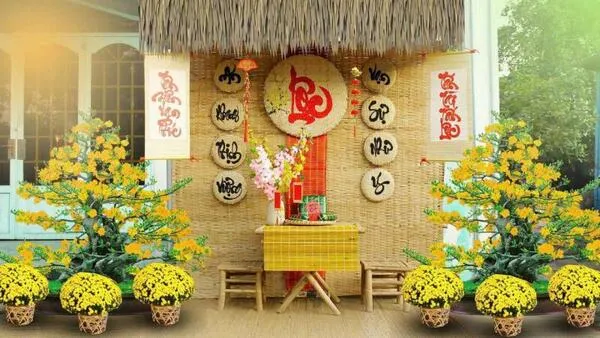 Trang trí tiểu cảnh tết quê