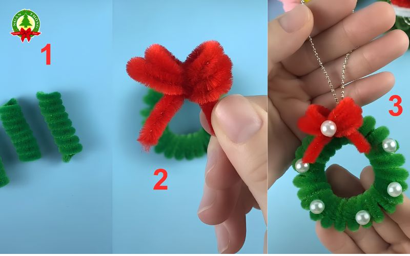 Hướng dẫn cách làm vòng nguyệt quế noel bằng kẽm nhung đẹp, dễ thực hiện tại nhà, kèm gợi ý mẫu trang trí Noel và dịch vụ Ngàn Thông.